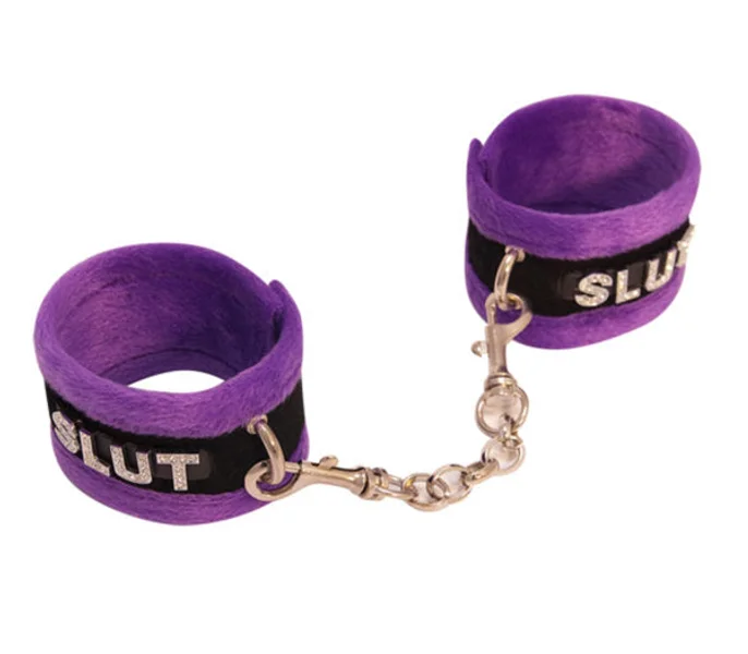 HAN016C Fluffy Diamanté Slut Wrist Restraints — image 4 of 4