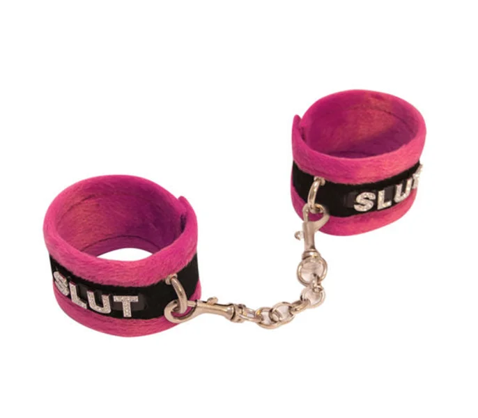 HAN016C Fluffy Diamanté Slut Wrist Restraints — image 3 of 4