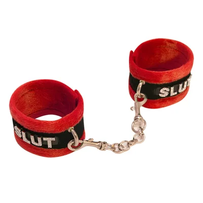 HAN016C Fluffy Diamante Slut Wrist Restraints
