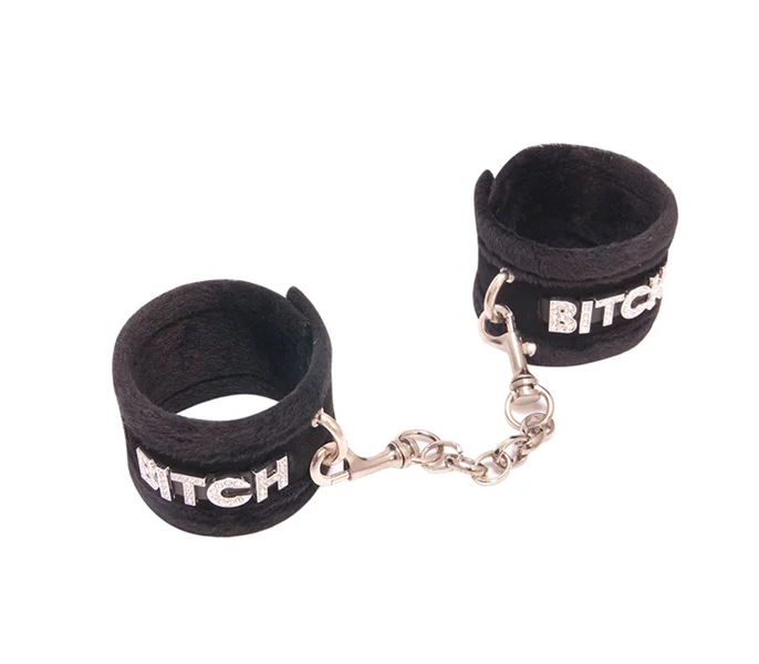 HAN016D Fluffy Diamanté Bitch Wrist Restraints — image 2 of 4