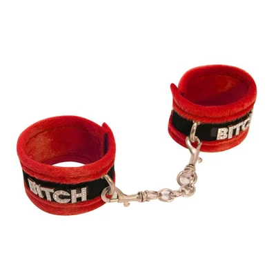 HAN016D Fluffy Diamante Bitch Wrist Restraints