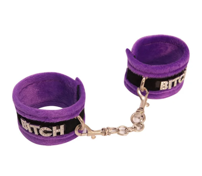 HAN016D Fluffy Diamanté Bitch Wrist Restraints — image 4 of 4