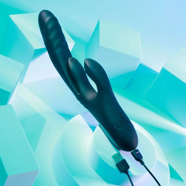 Playboy Rapid Rabbit Rechargeable Silicone Dual Stimulation Vibrator Black