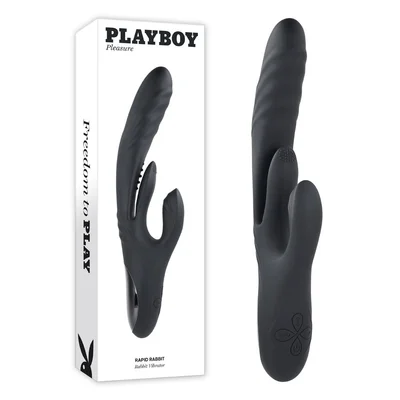 Playboy Rapid Rabbit Rechargeable Silicone Dual Stimulation Vibrator Black