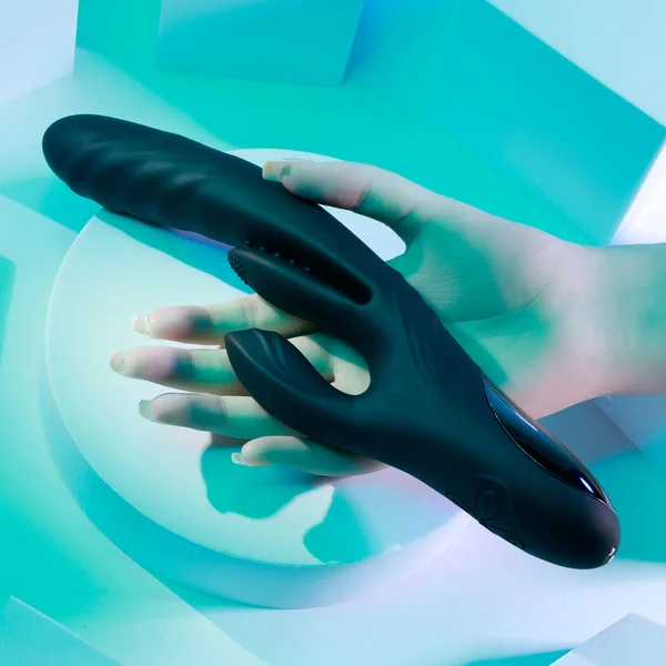 Playboy Rapid Rabbit Rechargeable Silicone Dual Stimulation Vibrator Black