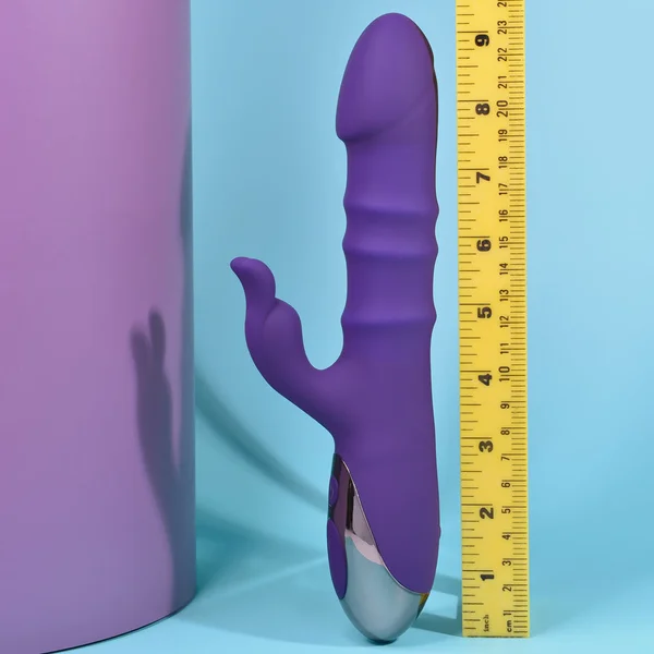 Playboy Hop To It Rechargeable Thrusting Silicone Dual Stimulation Vibrator Acai — image 8 of 9
