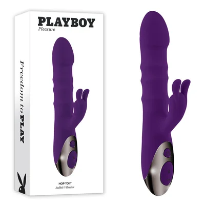 Playboy Hop To It Rechargeable Thrusting Silicone Dual Stimulation Vibrator Acai