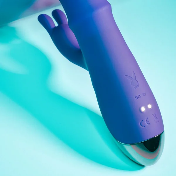 Playboy Hop To It Rechargeable Thrusting Silicone Dual Stimulation Vibrator Acai — image 6 of 9