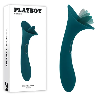 Playboy True Indulgence Rechargeable Dual Ended Silicone Flicking Vibrator Deep Teal