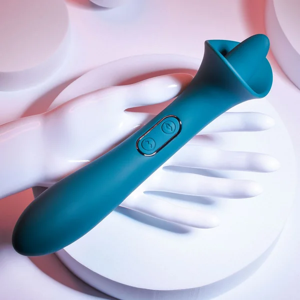 Playboy True Indulgence Rechargeable Dual Ended Silicone Flicking Vibrator Deep Teal