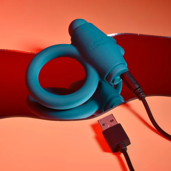Playboy Bunny Buzzer Rechargeable Vibrating Silicone Cockring With Stimulator Deep Teal