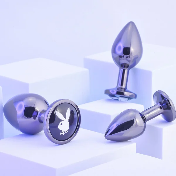 Playboy Pleasure 3 Ways 3-piece Metal Anal Plug Set Hematite