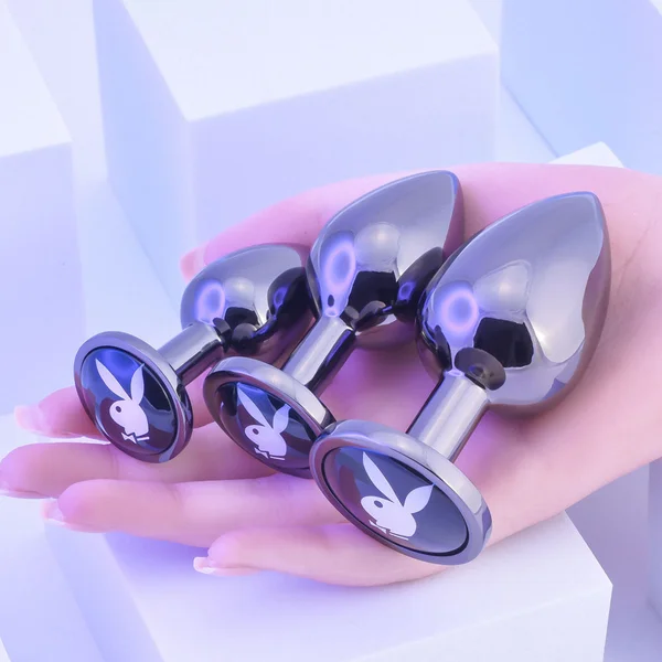 Playboy Pleasure 3 Ways 3-piece Metal Anal Plug Set Hematite