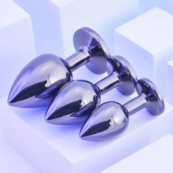 Playboy Pleasure 3 Ways 3-piece Metal Anal Plug Set Hematite