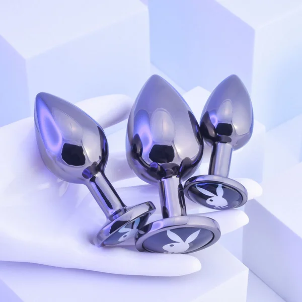 Playboy Pleasure 3 Ways 3-piece Metal Anal Plug Set Hematite