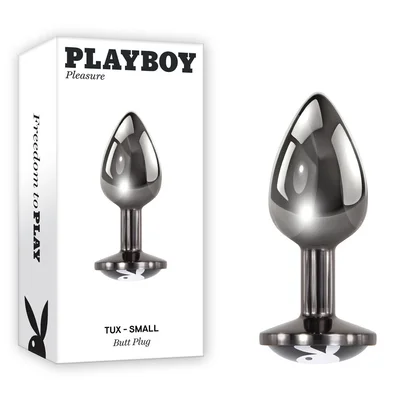 Playboy Tux Small Metal Anal Plug Hematite