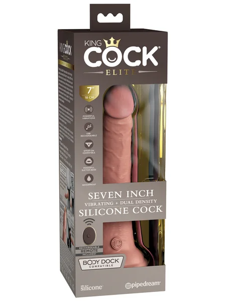 King Cock Elite 7 In. Vibrating Silicone Dual Density Cock With Remote Light — image 2 of 4