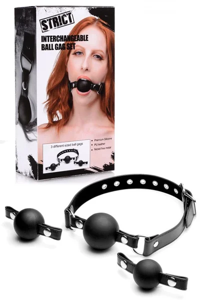 Strict Faux Leather Gag Set with 3 Graduated Silicone Balls — image 6 of 10