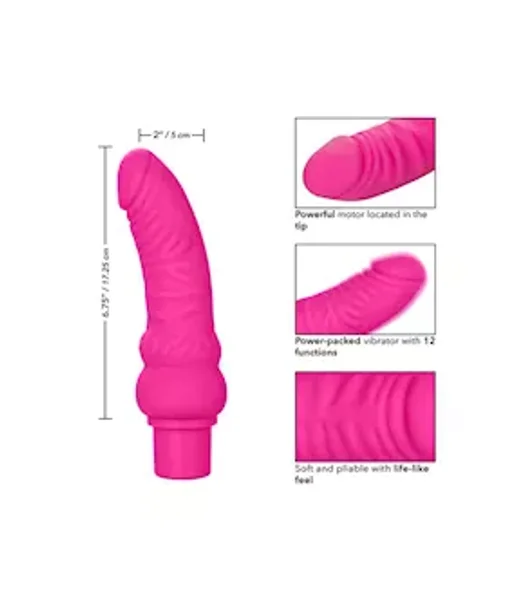Rechargeable Power Stud Curvy Vibrating Dildo - Pink - 6.8 Inch — image 7 of 8