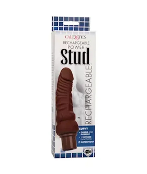 Rechargeable Power Stud Curvy Vibrating Dildo - Brown - 6.8 Inch — image 5 of 7