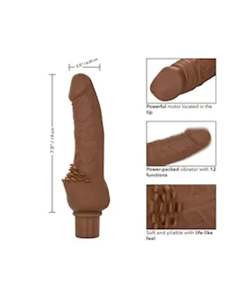 Rechargeable Power Stud Cliterrific Vibrating Dildo - Brown - 7.5 Inch — image 8 of 10