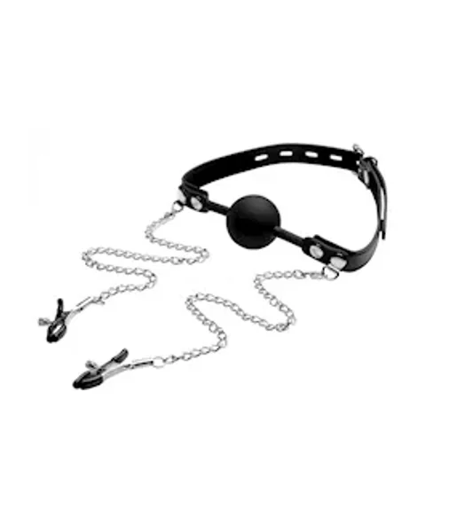 Ball Gag With Nipple Clamps Silicone — image 5 of 8