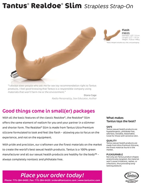 Tantus - Realdoe Slim - Realistic Strapless Strap-On — image 10 of 17