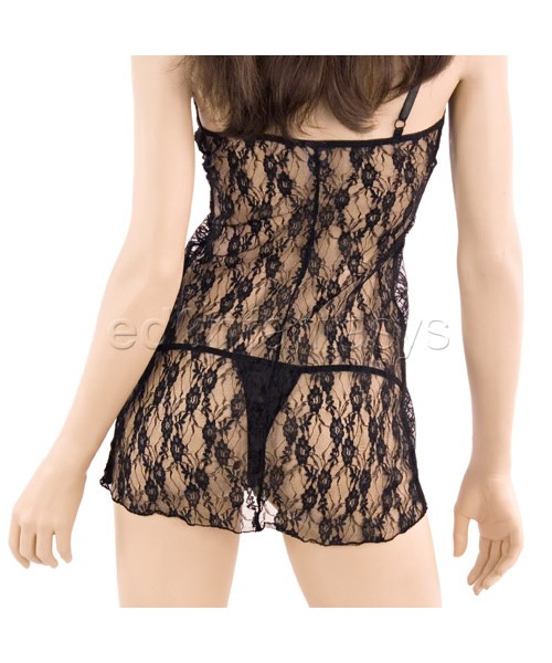 Chemise with robe and thong set