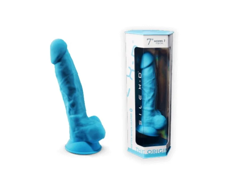 Silexd – Model 1 Thermo-Reactive Silicone 7″ Dong With Balls (Blue) — image 3 of 3