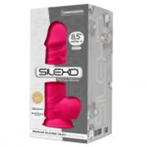 Silexd – Model 4 Dual Density 8.5″ Silicone Dong with Balls (Hot Pink) — image 3 of 4