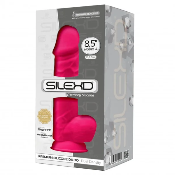 Silexd – Model 4 Dual Density 8.5″ Silicone Dong with Balls (Hot Pink) — image 4 of 4