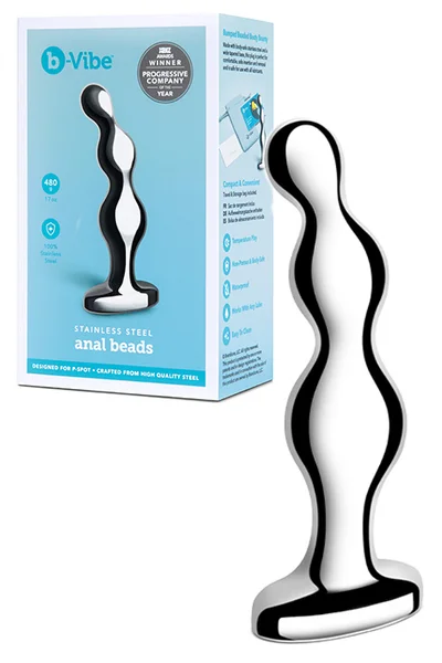B-Vibe 5" Stainless Steel Anal Beads — image 7 of 12
