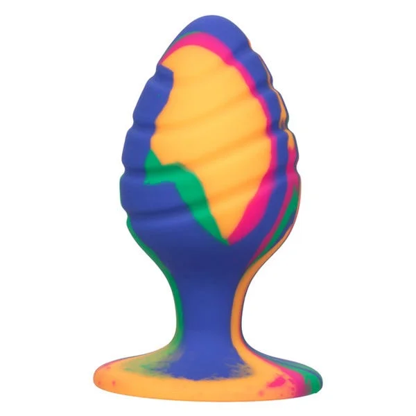 Cheeky Large Textured Silicone Tie-Dye Swirl Butt Plug — image 6 of 10