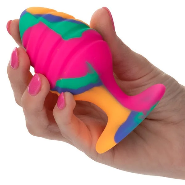 Cheeky Large Textured Silicone Tie-Dye Swirl Butt Plug — image 10 of 10
