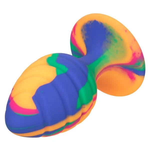Cheeky Large Textured Silicone Tie-Dye Swirl Butt Plug — image 8 of 10