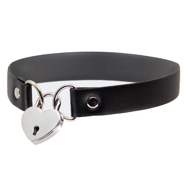 Love In Leather Silver Heart Padlock Choker — image 8 of 12