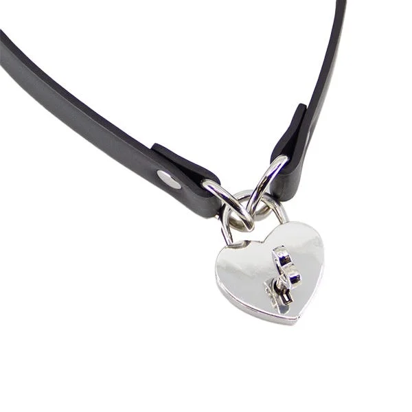 Love In Leather Silver Heart Padlock Choker — image 10 of 12