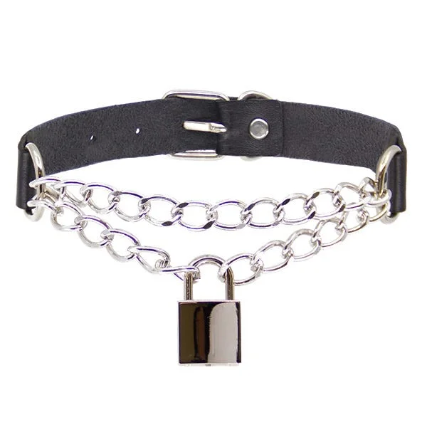 Love In Leather Faux Leather Chain Choker with Padlock — image 5 of 8