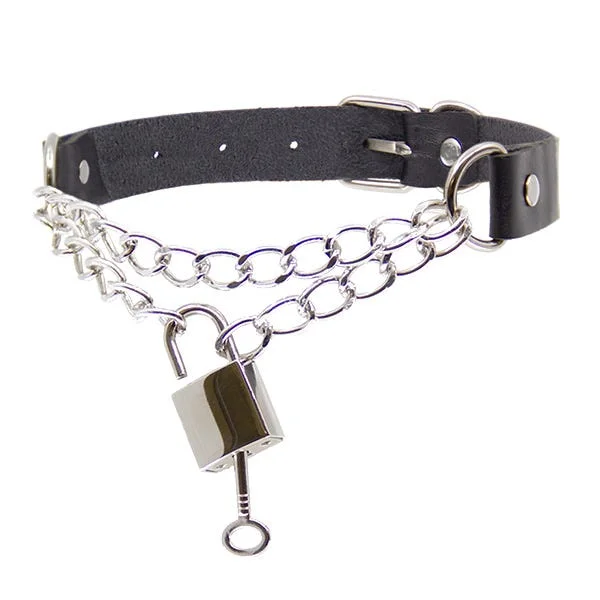 Love In Leather Faux Leather Chain Choker with Padlock — image 6 of 8