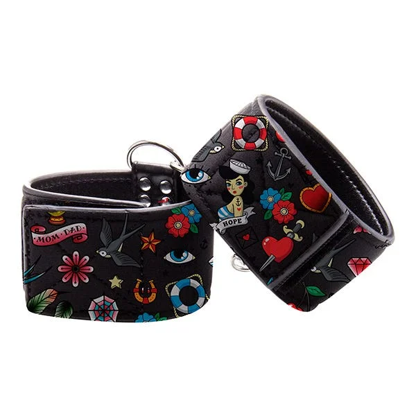 Ouch! Tattoo-Style Printed Leather Ankle Cuffs — image 4 of 6