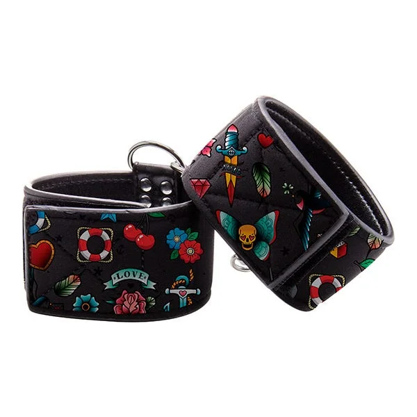 Ouch! Tattoo-Style Printed Leather Handcuffs — image 4 of 6