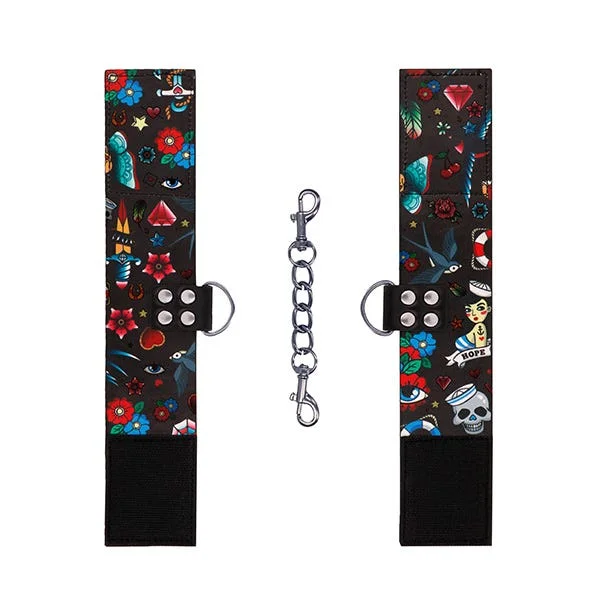 Ouch! Tattoo-Style Printed Leather Handcuffs — image 5 of 6