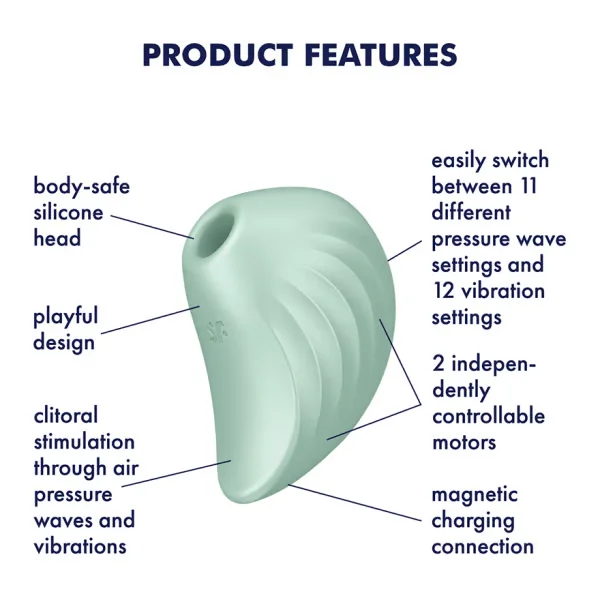 Satisfyer Pearl Diver Air Pulse Clitoral Stimulating Vibrator - Mint — image 8 of 10