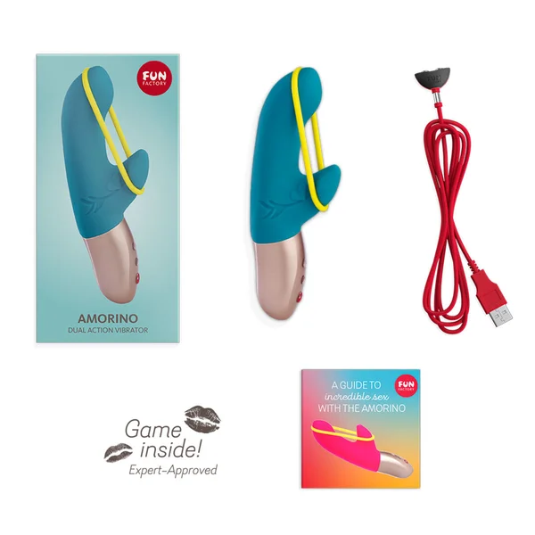 Fun Factory Amorino Rechargeable Waterproof Dual Stimulation Vibrator - Petrol Blue — image 15 of 16