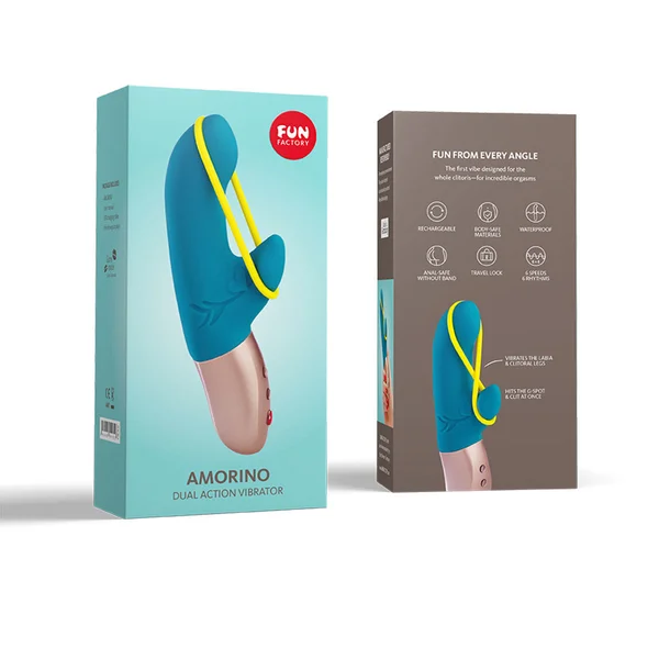 Fun Factory Amorino Rechargeable Waterproof Dual Stimulation Vibrator - Petrol Blue — image 12 of 16