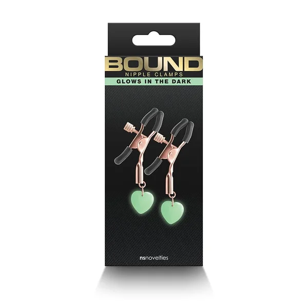 Bound Adjustable G3 Glow In The Dark Nipple Clamps by NS Novelties - Rose Gold — image 7 of 9