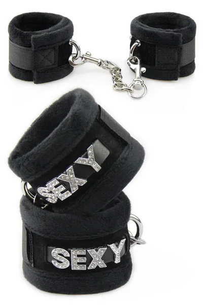 Love In Leather Sparkling SEXY Furry Handcuffs