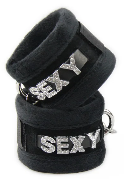 Love In Leather Sparkling SEXY Furry Handcuffs