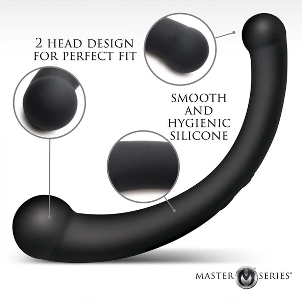 10X Vibra-Crescent Vibrating Silicone Dual-Ended Black Dildo — image 3 of 7