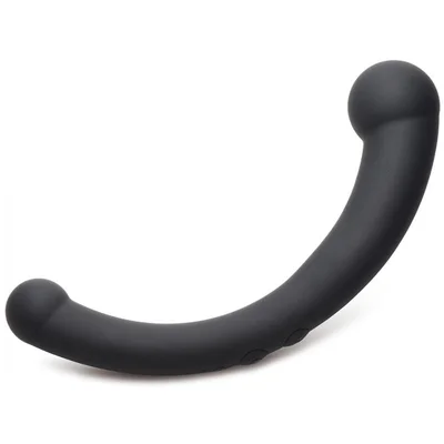 10X Vibra Crescent Vibrating Silicone Dual Ended Black Dildo